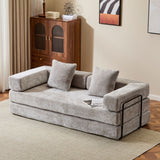 Convertible Floor Sofa Bed With Pillow Back Support Armrest