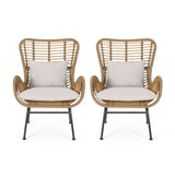 Modern Aesthetic Outdoor Rattan Accent Chair With Metal Legs