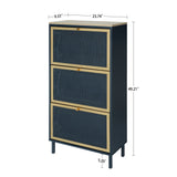 Modern Rattan 3 Door Shoe Rack Cabinet For Entryway
