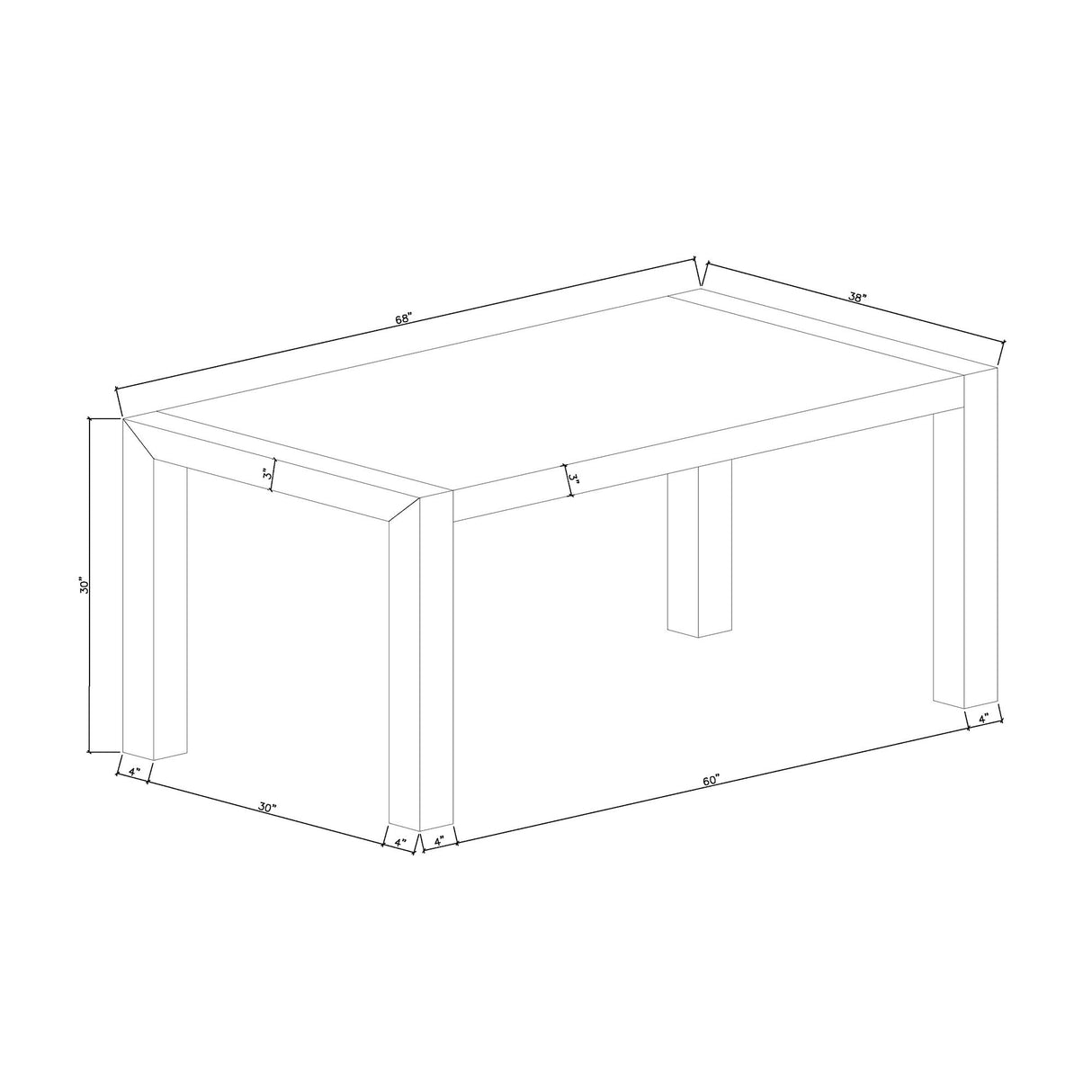 Dining Table And 4 Padded Chairs - Black