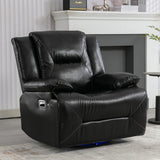 360° Swivel And Rocking Home Theater Recliner Manual Recliner Chair With A LED Light Strip For Living Room
