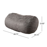 Flora - Traditional 6.5 Foot Suede Bean Bag - Charcoal