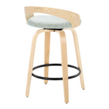 Grotto - Mid-Century Modern Fixed Height Counter Stool Swivel &h Round Footrest