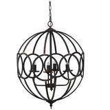 4 Light Metal Chandelier, Hanging Light Fixture With Adjustable Chain For Kitchen, Bulb Not Included - Black