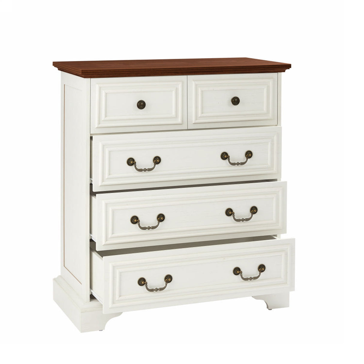 Modern 5 Drawer Dresser For Bedroom, Ample Storage Wide Chest Of Drawers