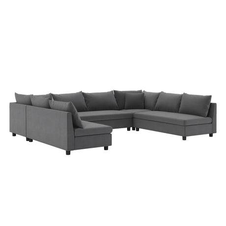 Modular Sectional Reversible U Shaped Couch Set, Free Combination Minimalist Style Oversized 8 Seat Convertible Sofa