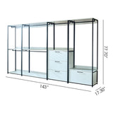 Fiona - Freestanding Walk In Closet System With Metal Frame Durable Storage Solution Melamine - White