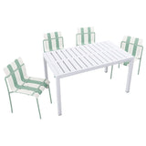 4 Piece Set Of Modern Color Block Designed Single Chairs With Long Table