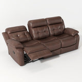 Genuine Leather Non Power Reclining Sofa With Drop Down Table, Stainless Steel Cupholders And Magazine Bag
