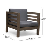 Outdoor Acacia Wood Patio Chair With Fabric Cushion