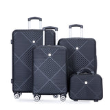 4 Piece Lightweight Suitcase, Makeup Box, Aircraft Wheels