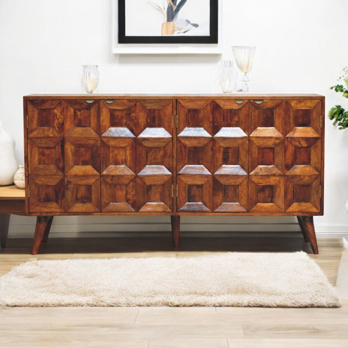Solis - Carved 4 Door Sideboard - Brown