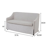 Slip Covered Settee With Casters - Beige