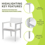 Outdoor Patio Stationary Dining Chairs With Outdoo Grade Sunbrella Fabric Cushions, Tapered Feet (Set of 4) - Grayish