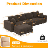 Deep Seat Convertible Sofa With Soft Pillows And Ottomans