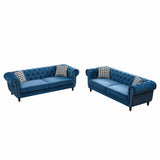 Chesterfield Set With Roll Armrest & Nailhead