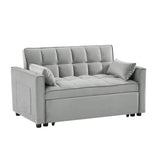 Modern Velvet Convertible Loveseat Futon Sofa With Pullout Bed, Reclining Backrest