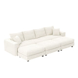Deep Seat Convertible Sofa With Soft Pillows And Ottomans