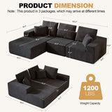 Modular Sectional Sofa With Chaise, L Shaped Cloud Couch With Deep Seat, Sectional Couches For Living Room - Black