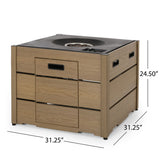 Rustic Style Outdoor Square Propane Fire Pit, 40,000 Btu