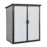 5X3Ft Outdoor Storage Shed Waterproof Resin Cabinet With Lockable Doors For Bikes And Patio Furniture - Black