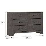 6 Drawer Dresser - Brown