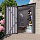 Metal Outdoor Storage Shed 4 X 9 Ft With Sloping Roof, Vents, And Side Door - Gray