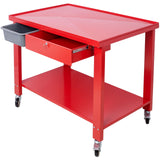 Transmission Teardown Work Station 1 / 2 Ton Capacity Sloping Drain Table Locking Drawer Removable Drain Basin Full-Width Lower Shelf Four 4" Caster Wheels