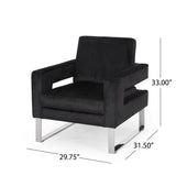 Modern Glam Club Arm Chair With Velvet Upholstery And Stainless Steel Legs - Black