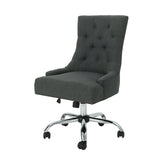 Glory Diamond Tufted Upholstered Office Chair With Rolling Casters And Sloped Arms - Dark Gray / Chrome