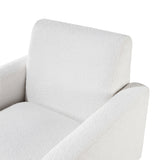 Caius - Modern Arm Chair With Boucle And Wooden Legs - White