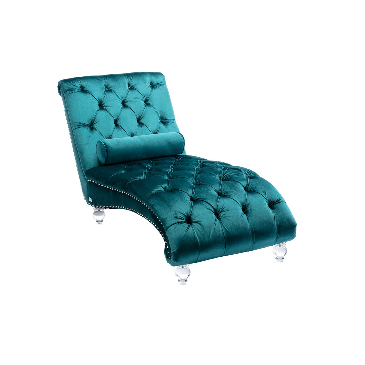 Velvet Chaise Lounge Indoor, Button Tufted Upholstered Chaise Lounge Chair With Pillow
