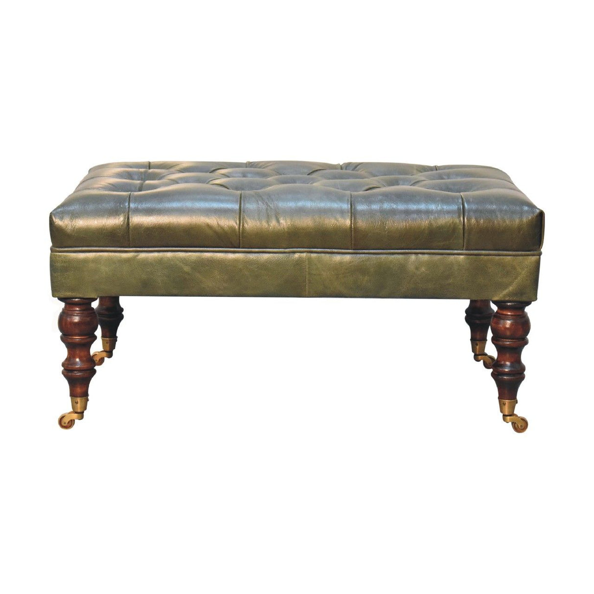 Buffalo - Leather Ottoman With Castor Legs