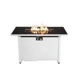 Outdoor 43" Rectangular Fire Pit Table With Adjustable Flame Control - White