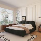 Luxury Upholstered Platform Bed With Oversized Padded Backrest And Solid Wood Frame