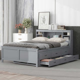 Platform Bed With Storage Headboard, USB, Trundle And 3 Drawers