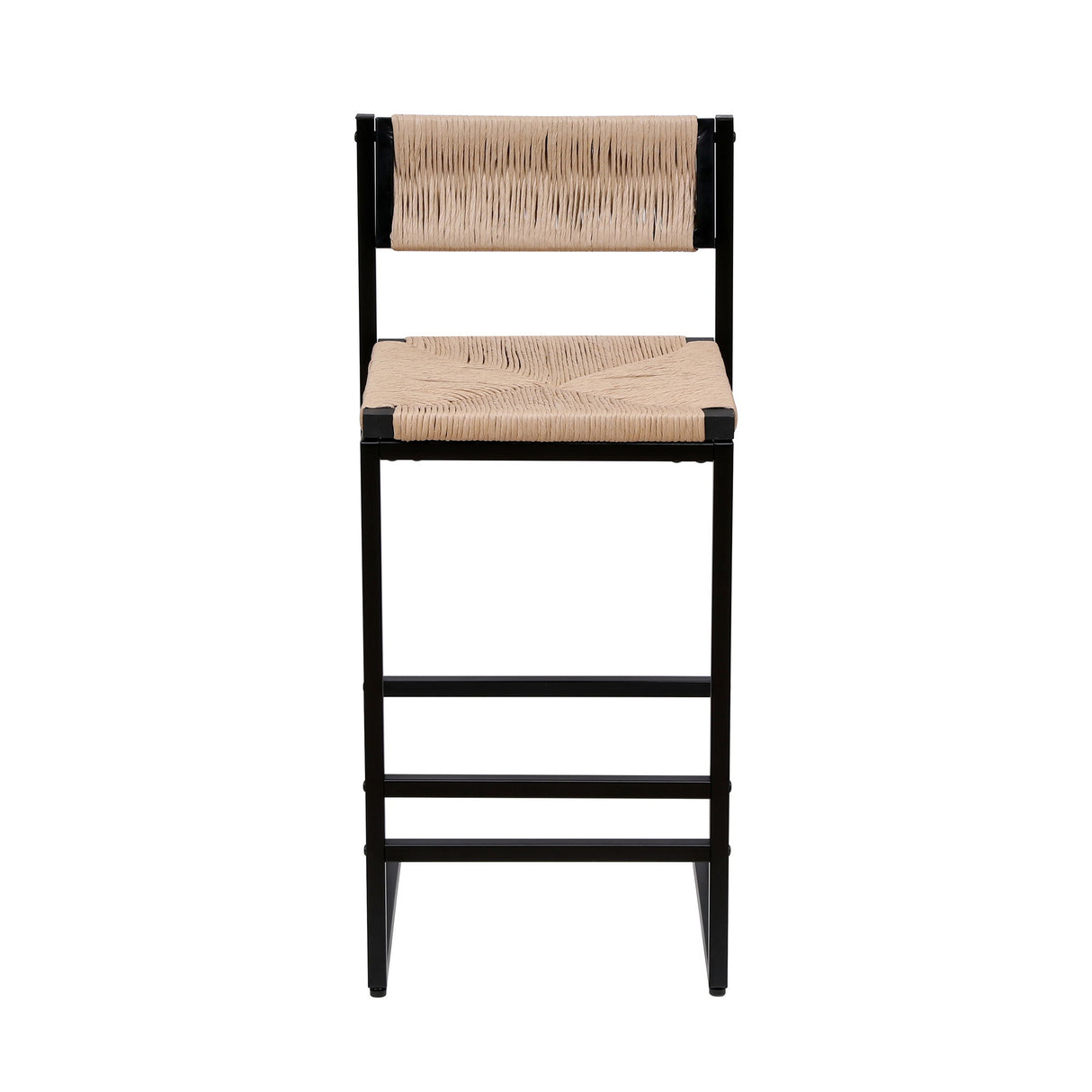 Bar Stools Paper Rope Weave Dining Chairs With Back Hand Weave Stools For Kichen Island, Bar & Counter (Set of 2)