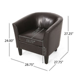 Faux Leather Club Chair With Curved Backrest - Brown