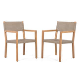 Outdoor Dining Chairs For Patios, Gardens (Set of 2) - Light Brown Multi / Light Teak