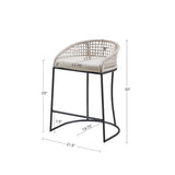 Coastal Woven Counter Stool With Upholstered Seat