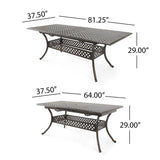 Outdoor Expandable Dining Table With Umbrella Holder, Lattice Pattern And Curved Legs - Black