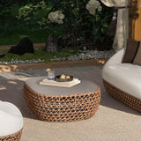 Willow - Oval Woven Patio Coffee Table, Wicker Frame