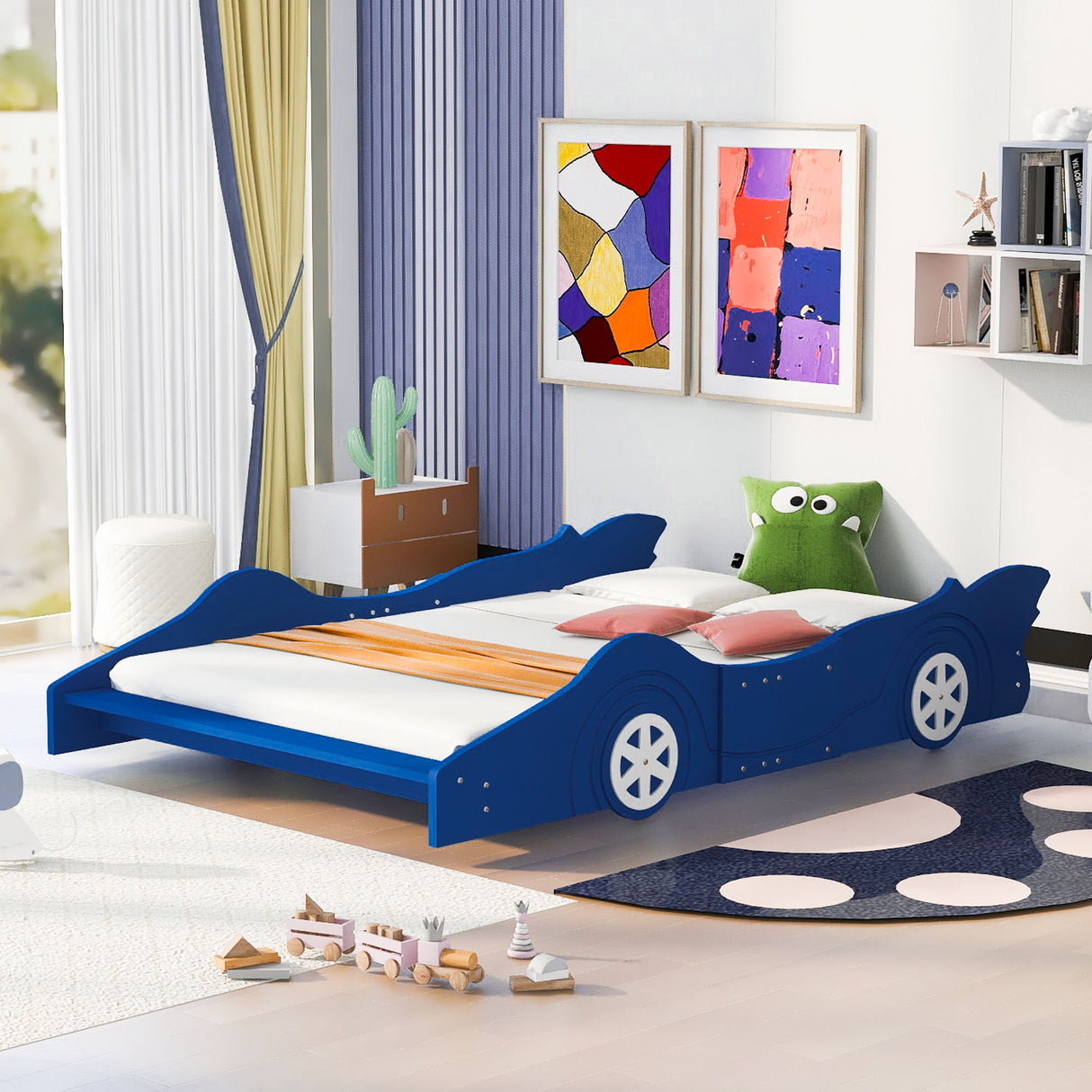 Race Car Shaped Platform Bed & Wheels