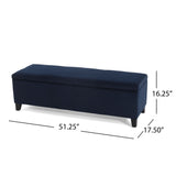 Velvet Storage Bench, Upholstered End Of Bed, Storage Ottoman Benches, Fabric Ottoman Bench With Large Storage Space For Living Room Entryway Bedroom - Dark Blue