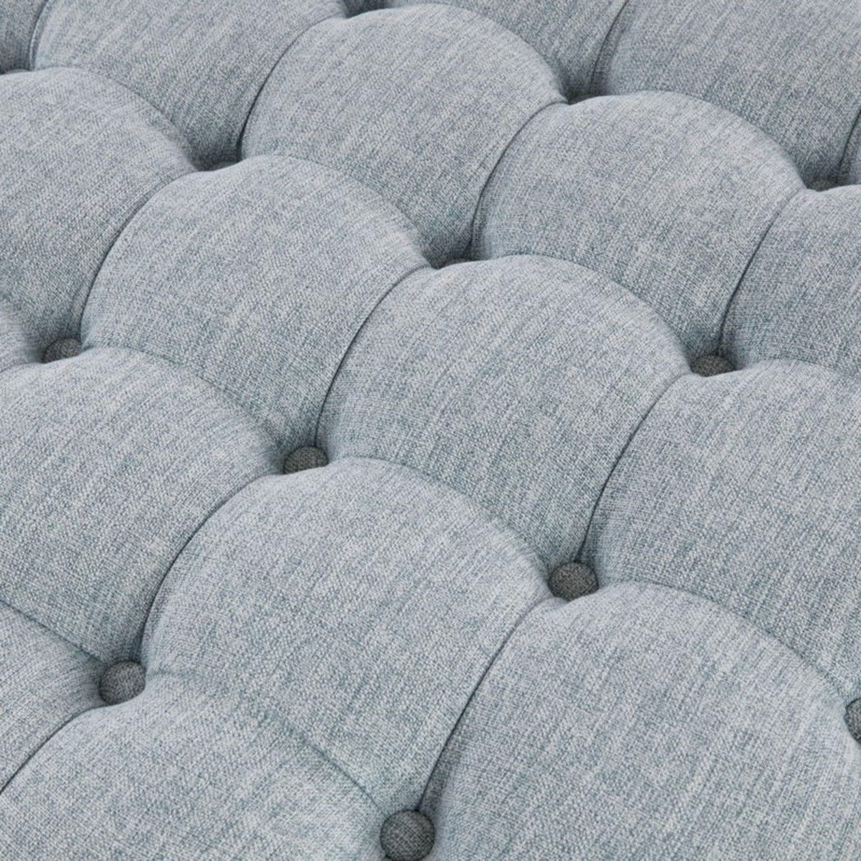 Skirted Tufted Round Ottoman With Button Top - Gray