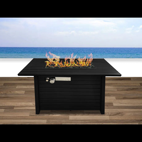 Outdoor Fire Pit Table With Lid, Modern Design - Black