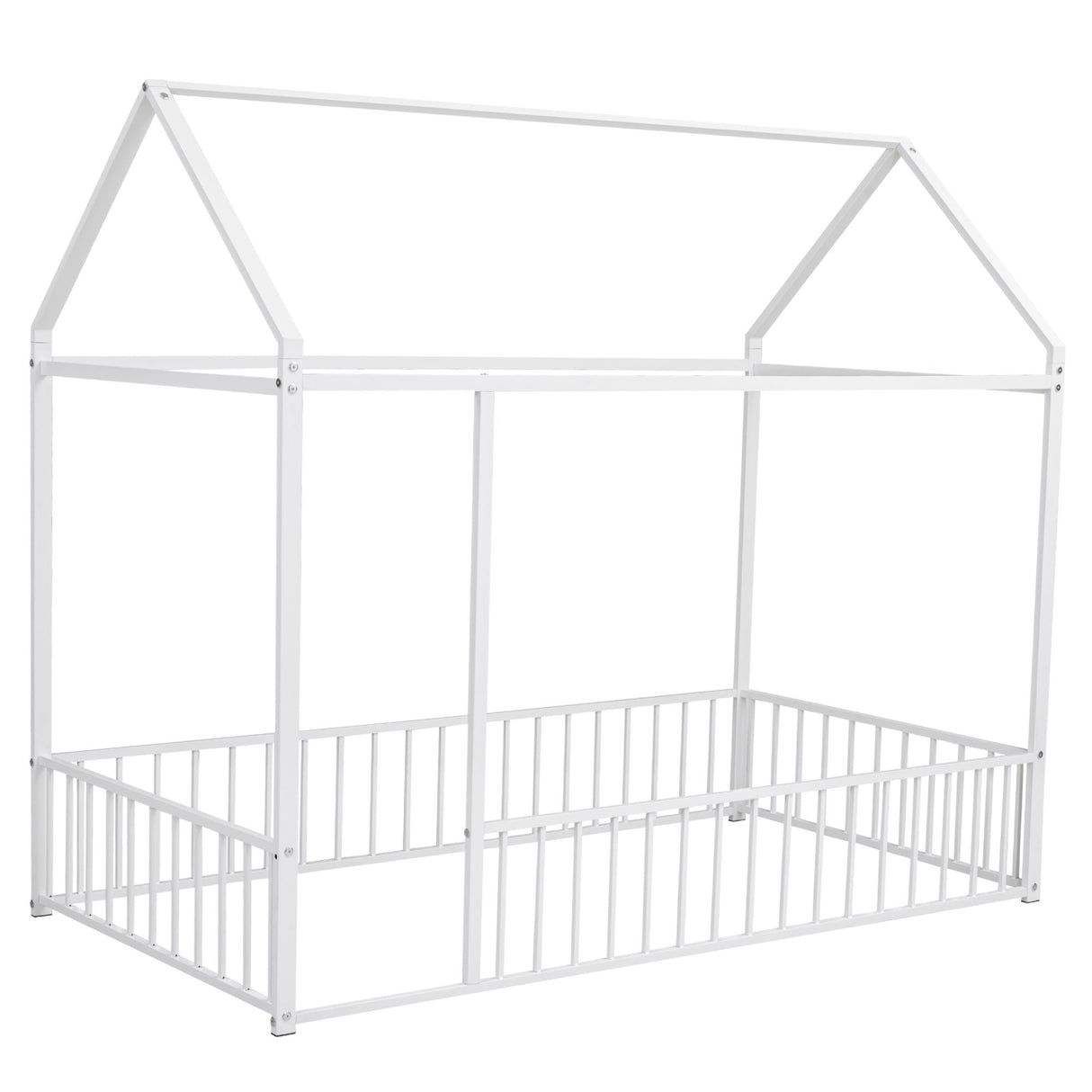 Metal Bed House Bed Frame With Fence