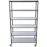 6 Tier 6000Lbs Capacity Nsf Metal Shelf Wire Shelving Unit, Heavy Duty Adjustable Storage Rack With Wheels & Shelf Liners For Commercial Grade Utility Steel Storage Rack