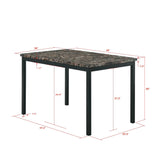 5 Piece Dinning Set With Faux Marble Top, Table & 4 Chairs - Black