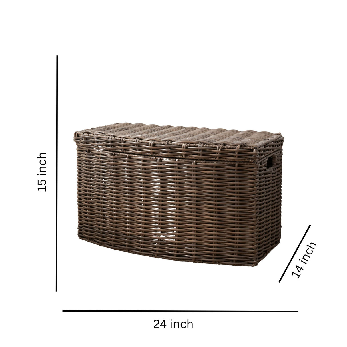 Joseph - Rectangular Curve Resin Woven Wicker Trunk With Handles Multi Purpose Storage - Walnut Brown
